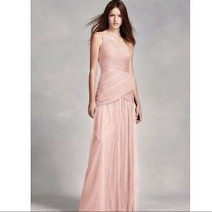 Vera Wang White One Shoulder Blush Bridesmaid